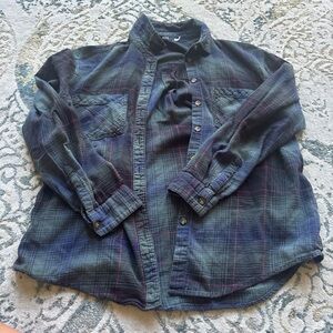 BDG Blue and Black Casual Button Down Shirt